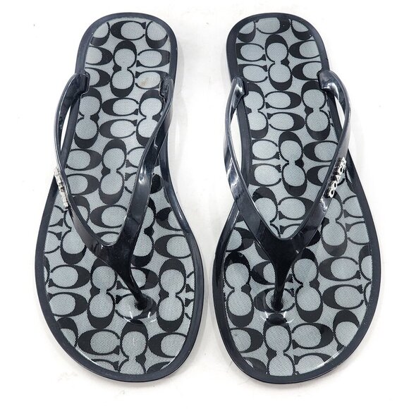 COACH Lyra Women's Black Jelly Signature Thong Sandals Flip Flops - Picture 3 of 7